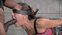 Blindfolded Lyla Storm does epic deepthroat on 10 inch BBC