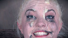 Dresden smiles for the camera covered in spit and food