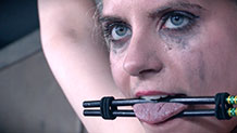 Dresden in tongue bondage with makeup smeared